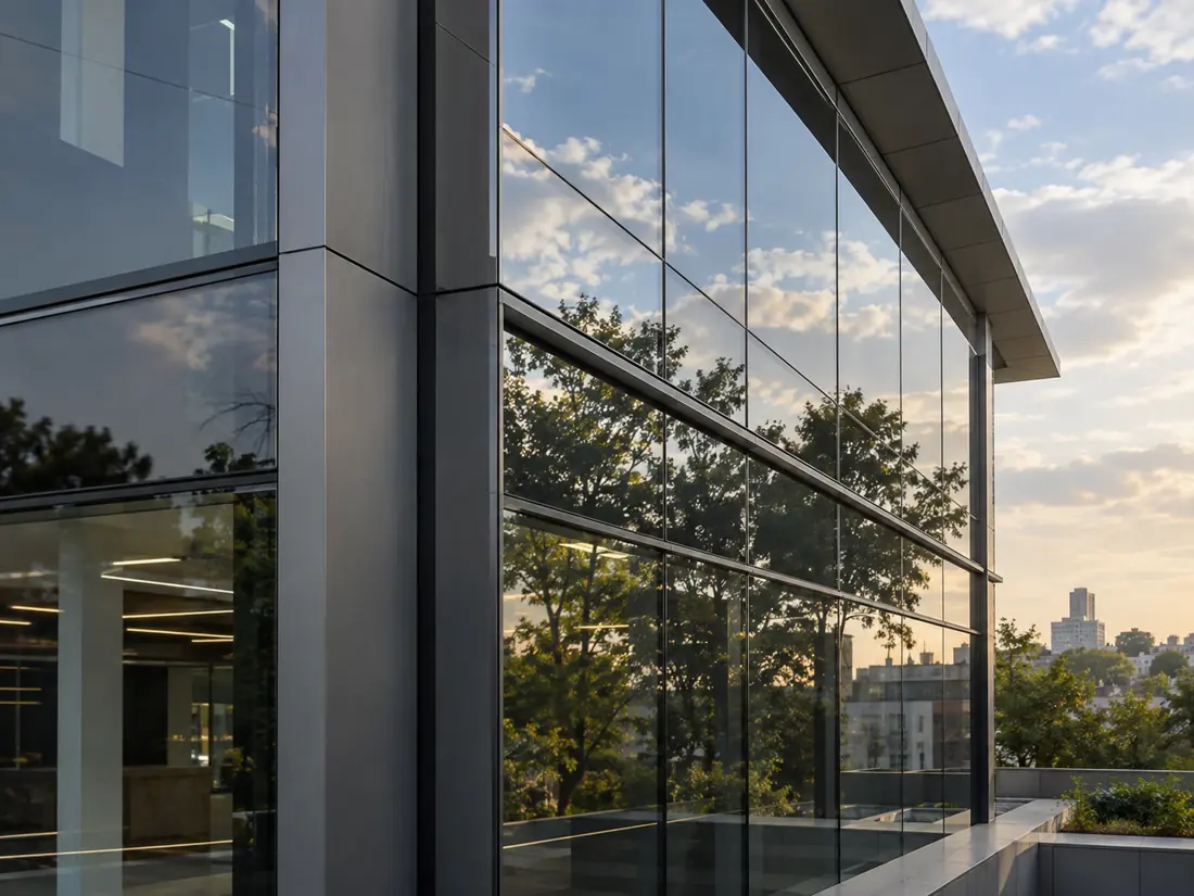 Modulação e reflexos de fachada em pele de vidro